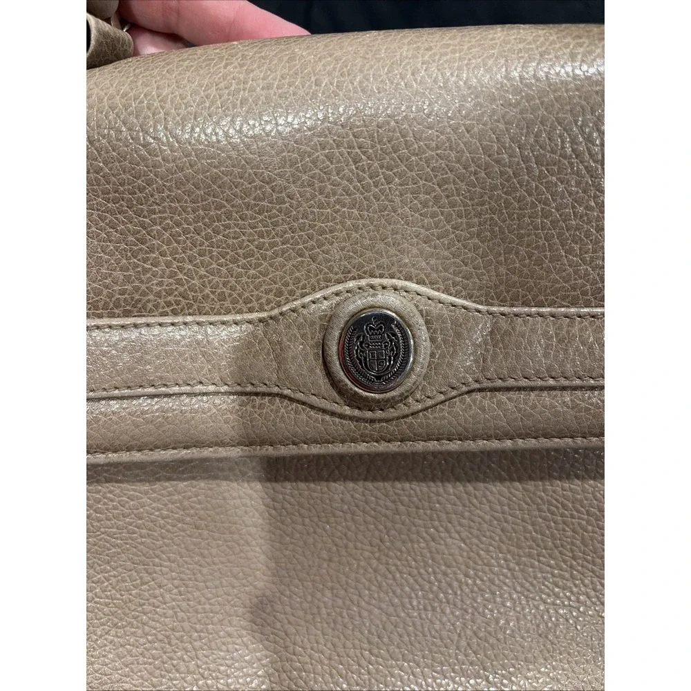 Vintage Liz Claiborne Beige pebbled leather top-handle satchel 90's Classic